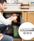 Man installing Hidden Door Hinge Kit 360 Degree Rotation Concealed Pivot Hardware For Secret Doors Bookshelves Bookcases And Cabinets Heavy Duty Stainless Steel Silver 5.8mm Thick DOITOOL under kitchen sink