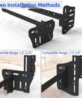 Premium Universal Bed Frame Brackets And Headboard Connectors Black 2 Piece Steel Plates illustrating two installation methods.