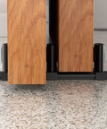 Sliding Closet Door Floor Guide With Adjustable Bottom Guide And 3 Roller System For Bypass And Barn Doors In Black Finish 1 Piece Protects Door Surfaces While Ensuring Smooth Quiet Operation installed view