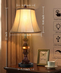 Two Pack Touch Control Traditional Table Lamps With Dual USB Ports, 3 Way Dimmable Bronze Finish Bell Shade Bedside Lighting Set