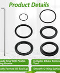 Lift And Tilt Hydraulic Seal Kit For Front End Loader Cylinders Compatible With 1 3 4 Inch Bore And 1 1 4 Inch Rod 19 1 4 Inch Stroke Replacement Part Numbers 24H41202 25H48747 25H50666 Includes Locking Wire, with seals and removal tool
