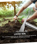 Gardener using Stainless Steel Garden Hoe For Weeding And Digging Tools Heavy Duty Hand Shovel With Comfortable Grip in soil prep.