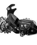 Tourney RD TY300 6 And 7 Speed Rear Derailleur Long Cage With Hanger Mount for bikes, showing black durable design.