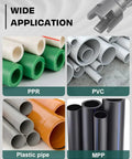 Vorhixa 2Pcs Pipe Threading Tool For Electric Drill, Integrated Internal & External Water Pipe Threader Cutting Die, 1/2 And 3/4 Inch, Forged Alloy Steel, Fast Precise Plumbing Hack, image showing PPR, PVC, plastic, and MPP pipes.
