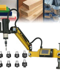 Zyllds 600W Electric Tapping Machine M3 To M16 With Touch Screen Control And 0-312 Rpm Speed featuring arm and 8 collets.