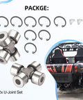 2 Pcs Rear Driveshaft U Joint Set For Outlander Renegade Commander Maverick Quest Traxter 400 450 500 570 650 800 850 1000 ATV U Joint Replacement Kit package showing components and ATV