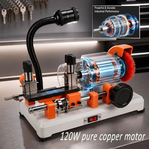 Key Cutting Machine Duplicator For Precise Manual Key Copying with 120W copper motor on workbench