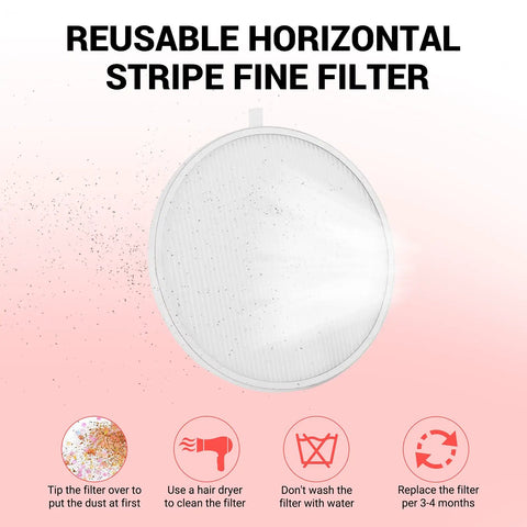 Replacement Nail Dust Collector Filter 2 Pack Reusable Filter For 2 In 1 Nail Dust Collector Vacuum Fan Extractor Pro Grade Quality Keeps Your Work Area Clean With Strong Suction Easy Fit