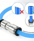 Pneumatic Push To Connect Check Valve One Way Fitting One Half Inch Inlet One Half Inch Outlet Nickel Plated Brass With NBR O Ring Seals for Air and Vacuum Pack Of Two showing tube insertion process