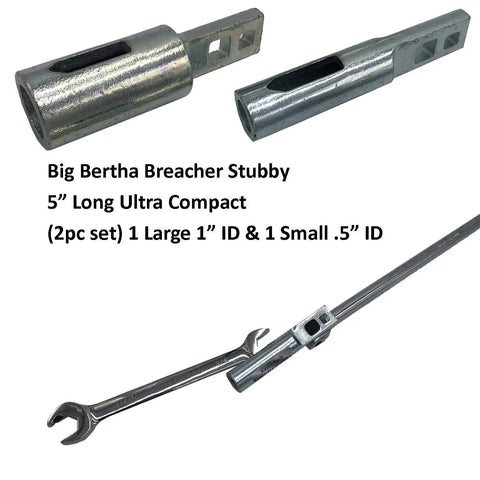 Big Bertha Breacher Stubby Super Leverage Breaker Bar One Half Inch ID And One Inch ID Wrench Extender Set, 5 inch length