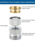 Garden Hose Adapter Kit With Faucet Aerator Key For Bathroom And Kitchen All In One Multi Thread Sink Swivel Faucet Aerator Adapter To Connect Garden Hose chrome brass, 15/16-27UNS