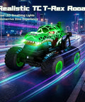 Dino Monster Truck RC With LED Lights And Roaring Sound, 1 To 20 Scale All Terrain Off Road Toy Vehicle, glowing in the dark