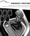 Five Piece Aluminum Gear Shift Knob Adapter Kit For Easy Install Fits M8 M10 M12 Threads By 1.25 And M10 M14 By 1.5 For Car Manual Transmission Dope Shifter Knob Adapter displayed with adapters and installed in car