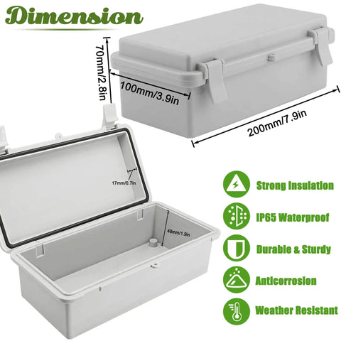 IP65 Weatherproof ABS Junction Box With Lock Dustproof Waterproof Electrical Enclosure for Outdoor Projects, 3.9x7.9x2.8 inches