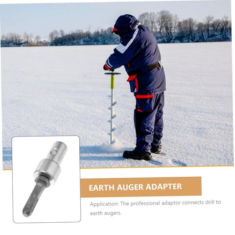 Man using Electric Drill Bit Converter Adapter Universal Earth Auger Drill Chuck For Power Tools Heavy Duty Easy To Use Abrasion Resistant Connector Fits Most Drills 1pc in snow.