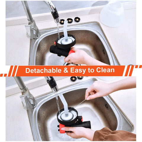Electric Paint Sprayer 1300ml Capacity With 550W Motor component being cleaned under a faucet, showcasing detachability and easy maintenance.