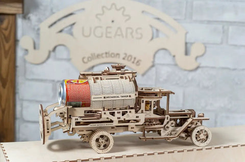 Tanker Mechanical Model Kit For Adults, DIY 3D Wooden Puzzles With Working Engine And Moving Transmission, Includes Can Holder, 594 Pieces, Boss-Level Truck Build, Perfect Father’s Day Gift, wooden tanker side view