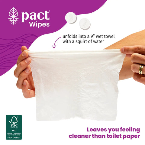 Person holding wet towel from All In One Camping Poop Kit 6 Pack With Odor Control Poop Powder Smell Proof Disposal Bags Wet Wipes