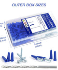 All In One Concrete Anchors And Screws Kit With 201 Pcs Drywall Anchors And 100 Pcs Self Tapping Screws Plus Drill Bit shown in box