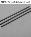 Get Your Bumper Fixed With This Ultimate 100 Pc Set Of Black Pp Plastic Welding Rods on a smooth surface displaying three rods.