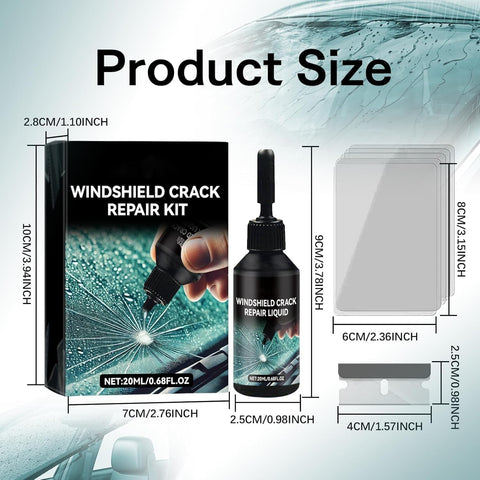 Upgraded Windshield Crack Repair Kit with Nano Glass Repair Liquid for Cars and All Surfaces, product size details