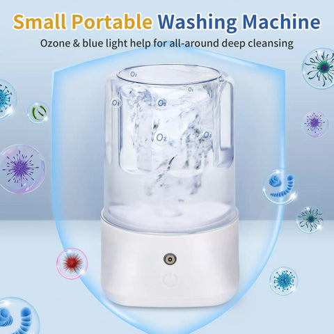 Small Portable Washing Machine with ozone and blue light for deep cleaning, designed for compact use and quick refresh.
