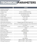 Technical parameters for GRM8 impulse latching relay with memory, including voltage range and current rating.