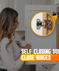 Woman installing Heavy Duty 50 Pack Soft Close Cabinet Hinges For Face Frame Kitchen Cabinet Doors 1/2 Inch Overlay Concealed