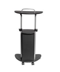Sit To Stand Rolling Laptop Cart With Storage For Home Office Use, Adjustable Height From 28.25 Inches To 43 Inches, Graphite Finish
