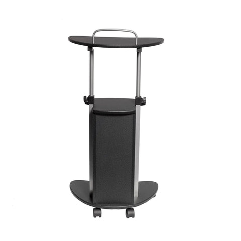 Sit To Stand Rolling Laptop Cart With Storage For Home Office Use, Adjustable Height From 28.25 Inches To 43 Inches, Graphite Finish