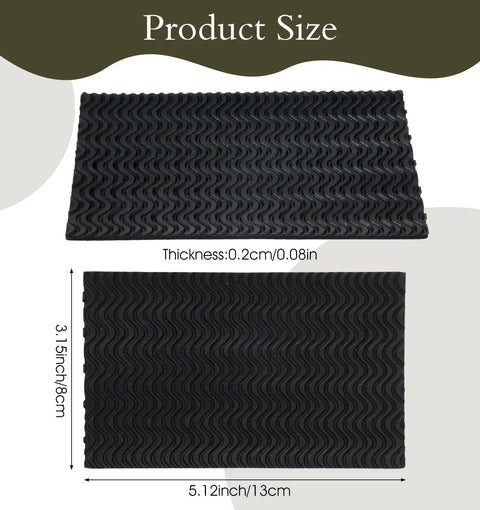 4 Pack Self Stick Shoe Sole Repair Pads Non Slip Heel Protectors for Men and Women Durable Rubber in Black, dimensions included