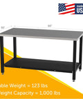 Rock Solid Metal Fabrication Prep Table For Classrooms And Shops, 60 Inch Long By 30 Inch Deep By 36 Inch High, Carbon Steel Top