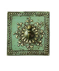Built Tough Rustic Wall Mounted Coat Rack With Heavy Duty Hooks Sharp Entryway Organizer in mint green with ornate design.