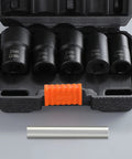 Open case with Six Piece Lug Nut Remover Set With Twist Socket Extractors for Metric Bolts and Lug Nuts Ultra Tight Grip displayed