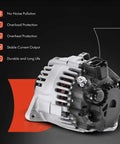 Premium 12V High Output Alternator For Hyundai And Kia V6 2.7L Engines With 6 Groove Pulley, front view, on black background
