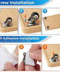 Installation guide for Small Swivel Caster Wheels 14 Pack 1 Inch Low Profile Durable Casters with screw and adhesive options.