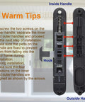 Replacement Sliding Screen Door Handle And Latch With Keeper In Black Zinc Alloy, fits door thickness, installation tips shown