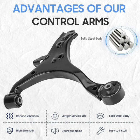 Honda Civic Front Lower Control Arm Set With Ball Joints And Sway Bar End Links And Outer Tie Rod Ends Replacement Suspension Kit For 2001 2005 Not SI 8 Piece black solid steel control arm with bushings