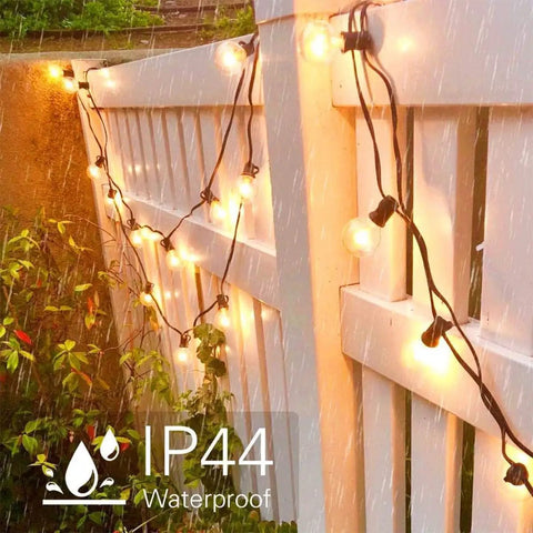 Outdoor String Lights 300Ft Led Waterproof Connectable G40 Globe Patio Lights With 156 Shatterproof Plastic Bulbs on fence