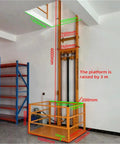 Solid Steel Mobile Lift Platform And Compact Cargo Elevator Featuring Hella Tough 500kg Boom Lift in warehouse setting