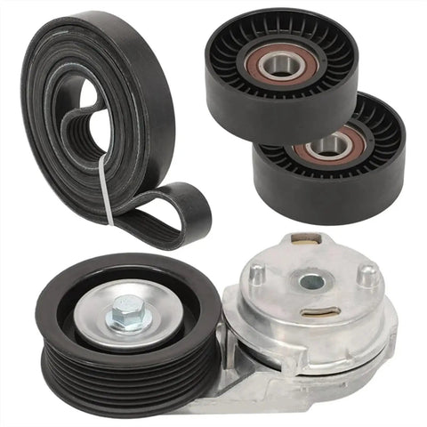 Heavy Duty Timing Belt Tensioner Pulley Kit Fit Dodge Ram 1500 2500 3500 For 2003 To 2008 Models With Drive Belt Idler Roller And Hardware Set Replaces Oem Numbers 53032130aa Ac 38058 38382, pulley kit and hardware