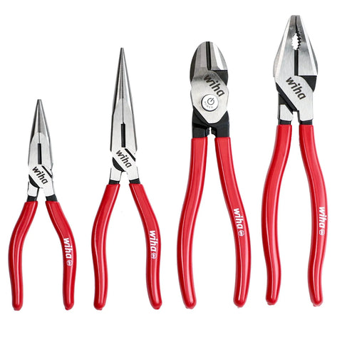 Four Piece Pliers And Cutters Tray Set With Long Nose Pliers 6.3 Inch And 8.0 Inch, BiCut Compound Diagonal Cutters 8.0 Inch, Lineman's Pliers 9.0 Inch