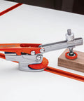 Hold Down Clamp For T Track, Auto Adjust Horizontal T Track Clamp With 360 Degree Rotation, 5/16 Inch T Bolt on wood surface