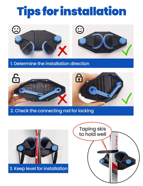 Tips for installation of Sleek Ski Wall Mount And Snowboard Storage Rack For Garage Walls Featuring Scratch Guard Rubber Grips And Multi Pole Side Hooks For A Badass Winter Setup 1 Pack.