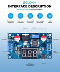 DC Buck Power Converter Module With LED Voltmeter Display Adjustable 4 To 40V Input And 1.25 To 37V Output High Efficiency