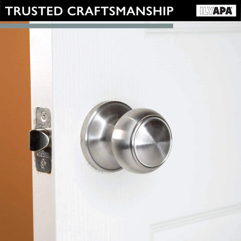 Passage Door Knob For Hall And Closet Doors In Satin Nickel Non Locking Interior Round Door Handle Colonial Finish No Fuss