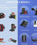 Image showing compatible models for No Fuss Heavy Duty Plug And Play Car Jump Starter Power Cord Replacement Charger Adapter 15V 1A.