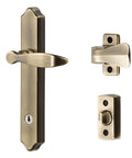 Surface Mount Storm Door Handle With Lock And Key For One To One And A Half Inch Thick Doors In Antique Brass Finish Four Post Lever Replacement Hardware For Exterior Storm Doors Easy Install Not Compatible With Mortise Sets