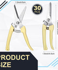 30 Pieces Garden Shears Pruning Scissors Heavy Duty Plant Clippers Set with beige handles and stainless steel blades, product size view.
