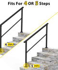 Zero Sweat Setup Adjustable Outdoor Step Railings For Porch And Stairs adjusts for 4 or 5 steps on stone stairs.